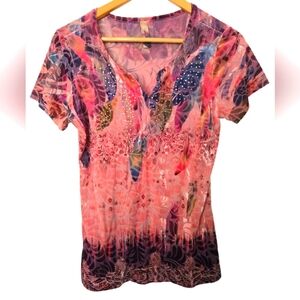 Carrie Allen Velvet Colorful Women's Top Size Medium